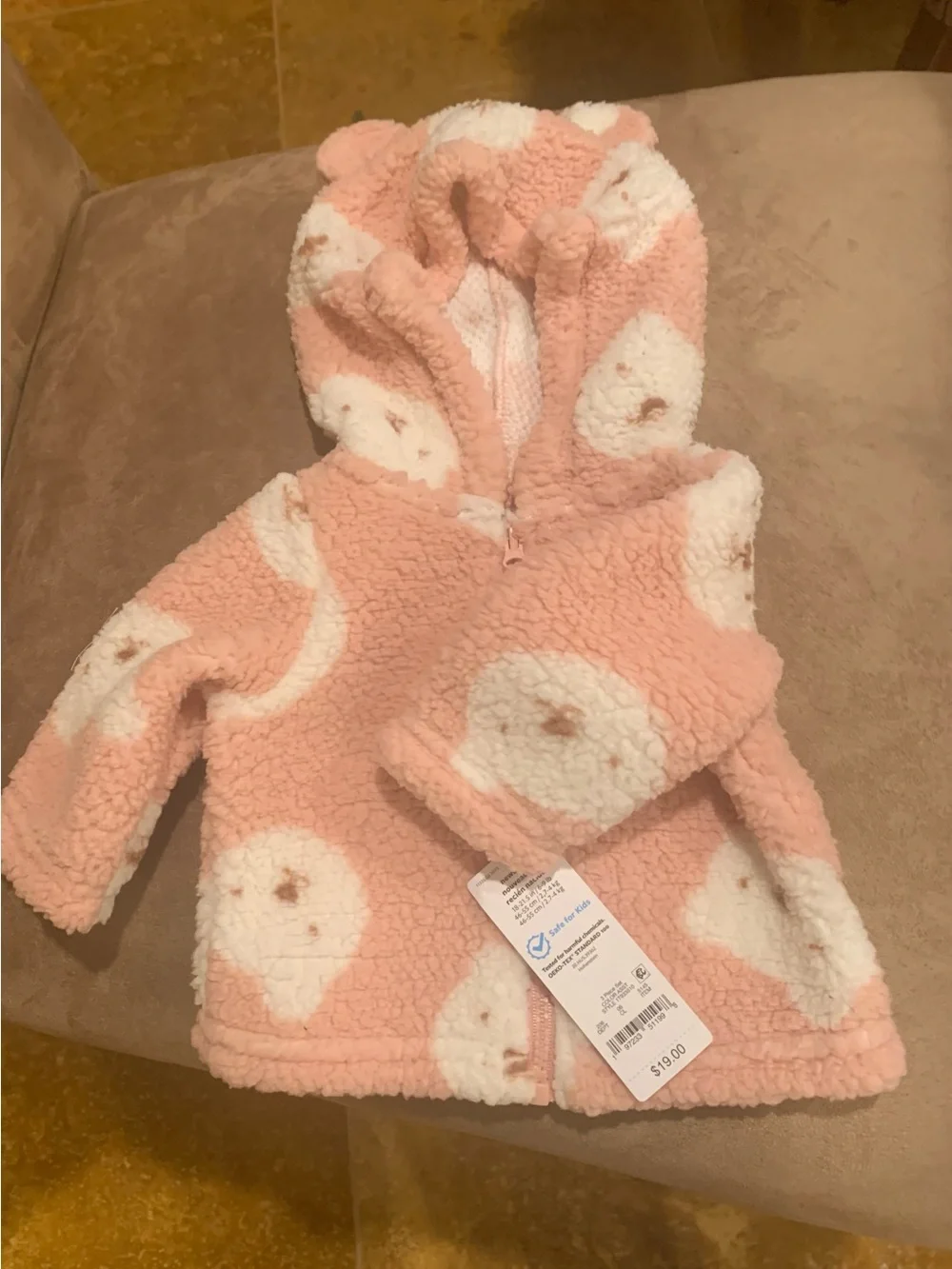 Carters Pink Sherpa Hooded Jacket with Bears New With Tags